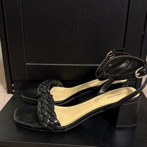Liz Claiborne Black Braided Ankle-Strap Block Sandals